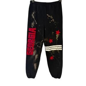 University of Georgia UGA Spellout Sweatpants Black Red White Size Medium